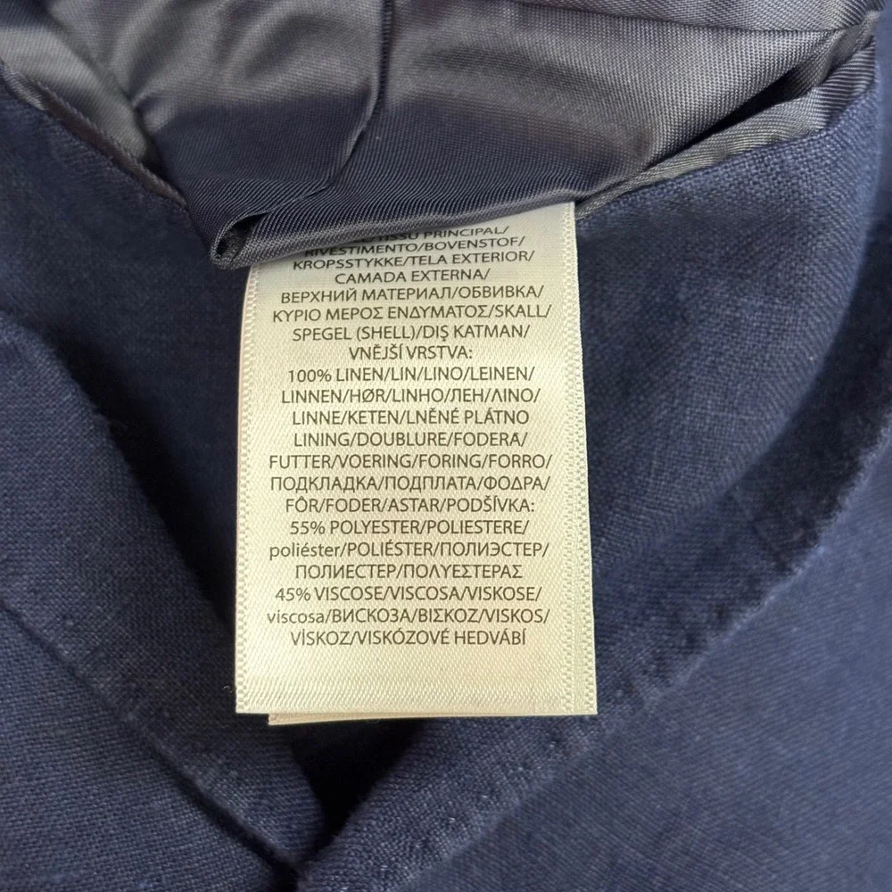 NEW Polo Ralph Lauren Linen Blazer Mens XXL Navy 2-Button Notch Lapel Unlined